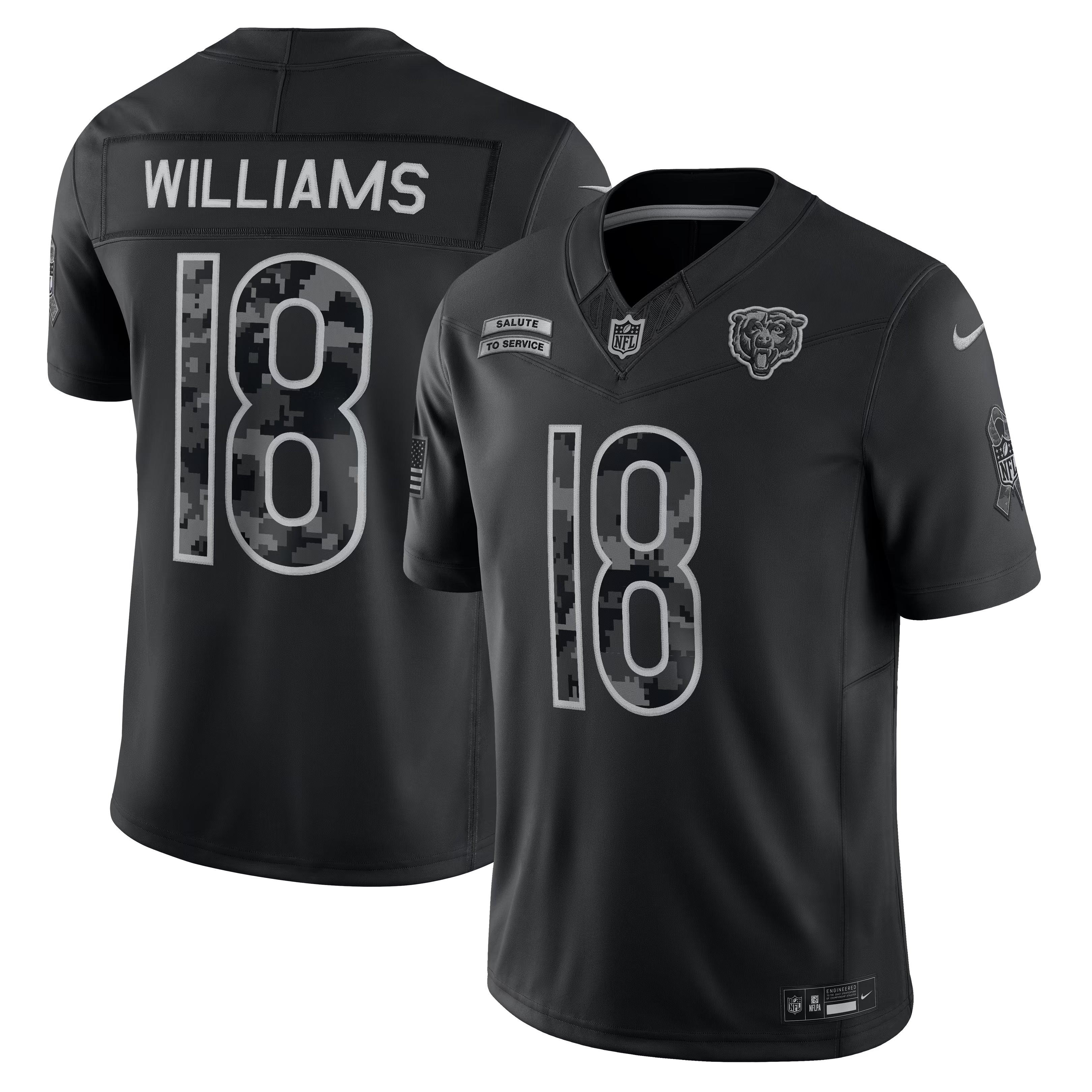 Caleb Williams Chicago Bears Nike 2026 Salute to Service Stitched Limited Jersey - Black