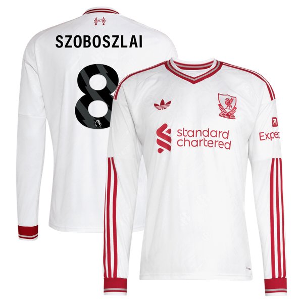 Dominik Szoboszlai Liverpool adidas 2026/27 Away Replica Long Sleeve Jersey - White