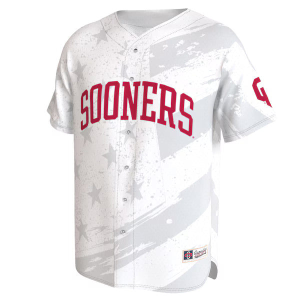 Oklahoma Sooners GameDay Greats Unisex Lightweight Collegiate Baseball Americana Fashion Jersey - White