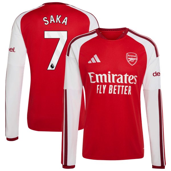Bukayo Saka Arsenal adidas 2026/27 Home Replica Long Sleeve Jersey - Red