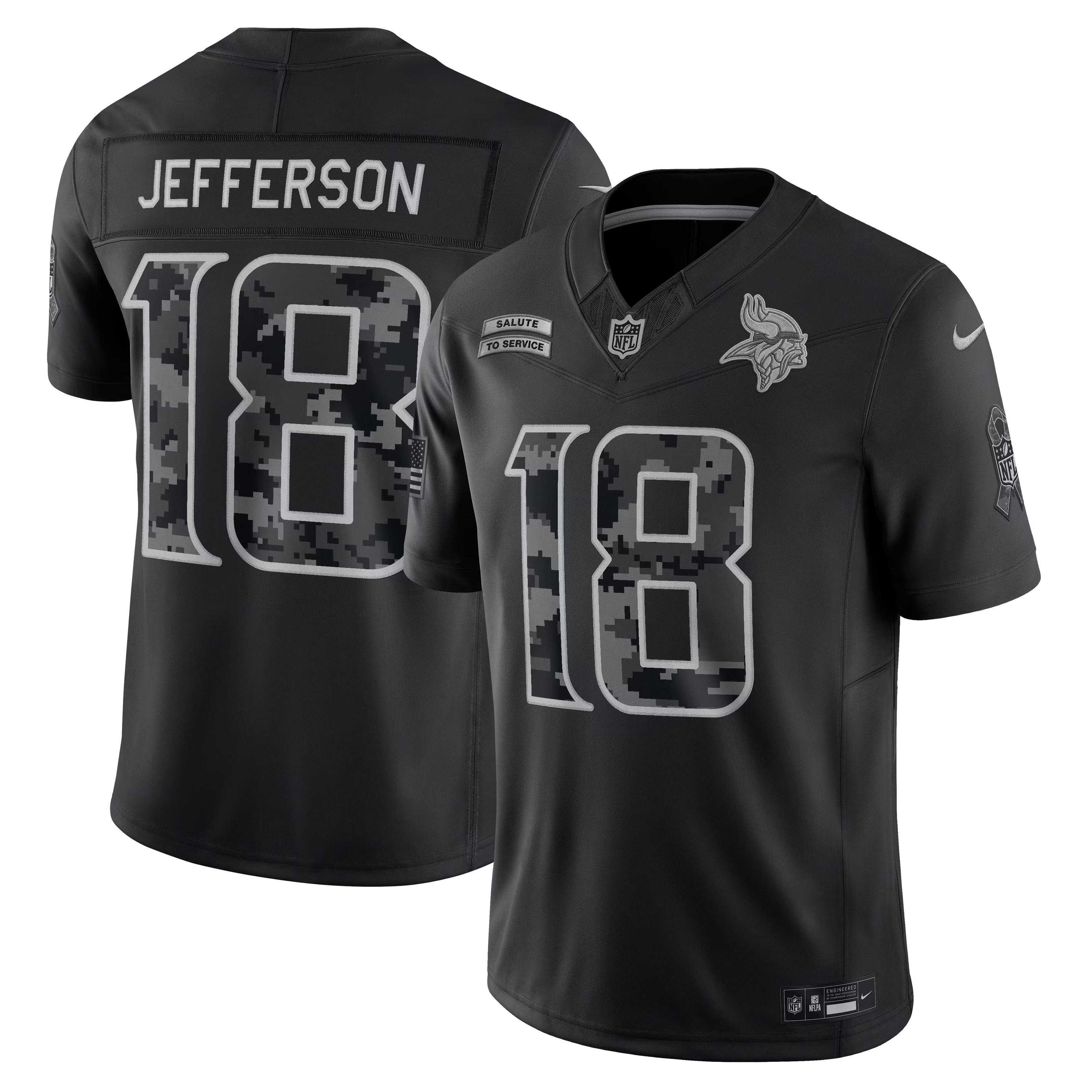 Justin Jefferson Minnesota Vikings Nike 2026 Salute to Service Stitched Limited Jersey - Black