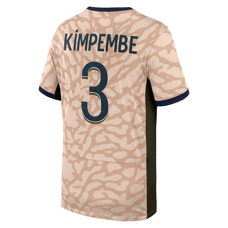 Presnel Kimpembe Paris Saint-Germain Jordan Brand  2023/24 Fourth Stadium  Player Jersey – Tan