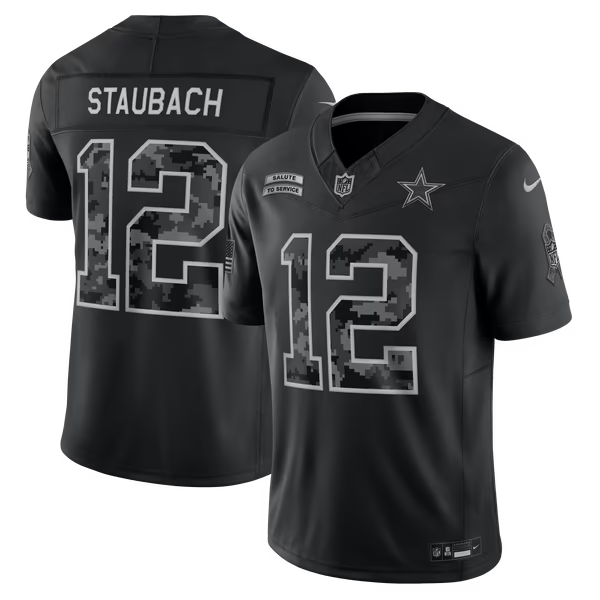 Roger Staubach Dallas Cowboys Nike 2026 Salute to Service Retired Player Stitched Limited Jersey - Black