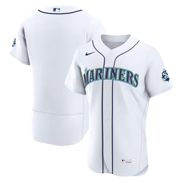 Seattle Mariners Nike 50th Anniversary Patch Home Authentic Jersey - White