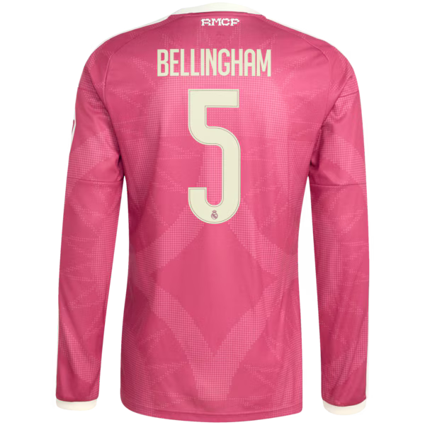 Jude Bellingham Real Madrid adidas 2026/27 Third Replica Long Sleeve Jersey - Pink