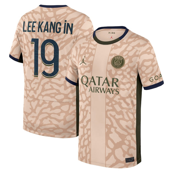 Lee Kang In Paris Saint-Germain Jordan Brand  2023/24 Fourth Stadium  Player Jersey – Tan