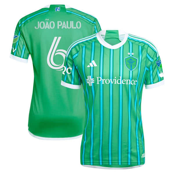 Joao Paulo Seattle Sounders FC adidas 2024 The Anniversary Kit Authentic Player Jersey – Green