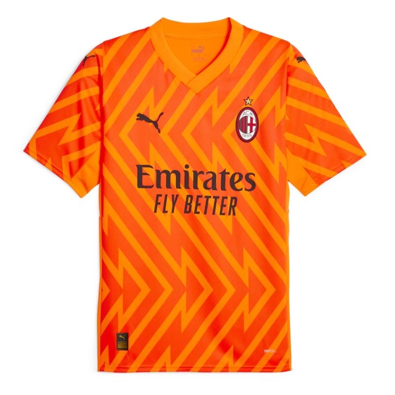 AC Milan Puma 2023/24 Short Sleeve Goalkeeper Custom Jersey - Orange