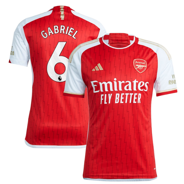 Arsenal Team 2023-24 with Gabriel 6 printing Jersey - Red - Jersey Teams World