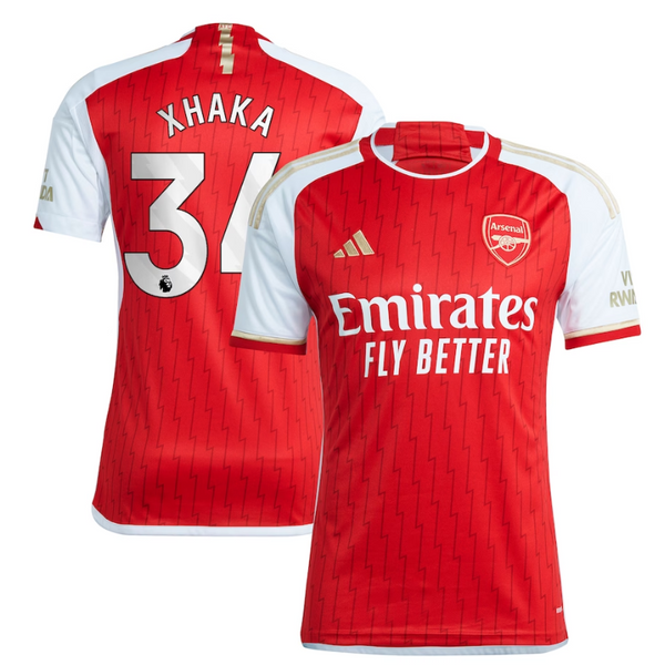 Arsenal Team 2023-24 with Xhaka 34 printing Jersey - Red - Jersey Teams World