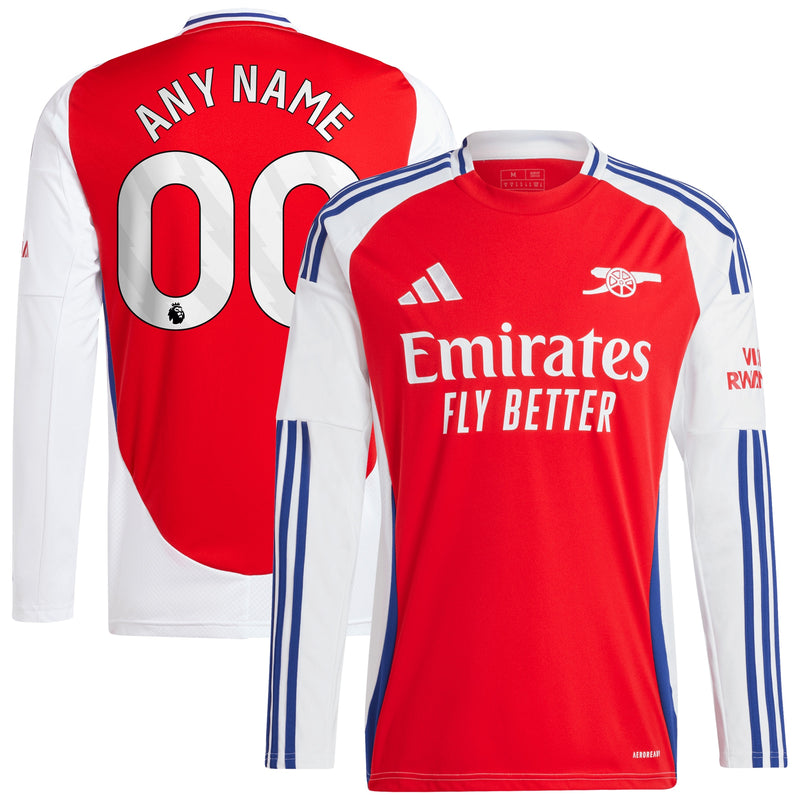 Arsenal adidas 2024/25 Home Long Sleeve Custom Jersey – Red