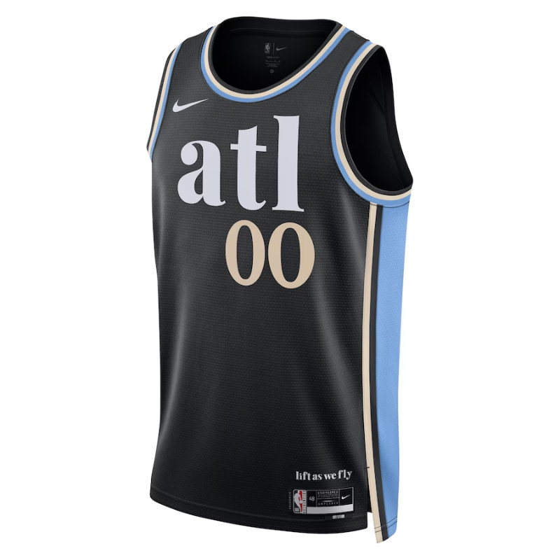 Atlanta Hawks Unisex 2023/24 Custom Swingman Jersey - Black - City Edition - Jersey Teams World