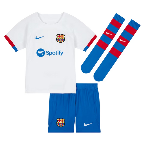 Barcelona Away Mini Kit 2023-24 - Little Kids Custom Jersey - White