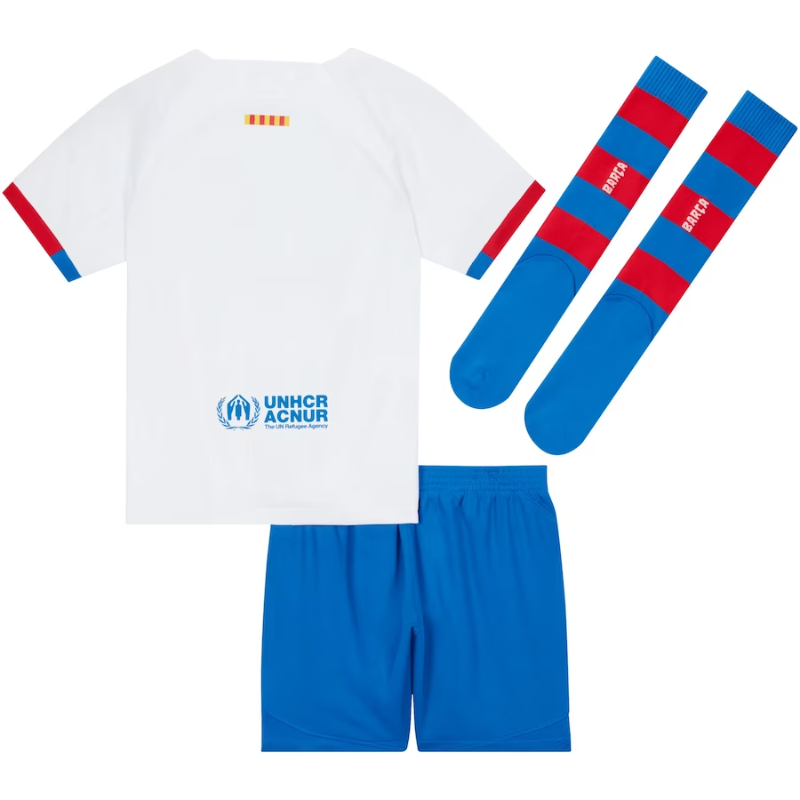 Barcelona Away Mini Kit 2023-24 - Little Kids Custom Jersey - White