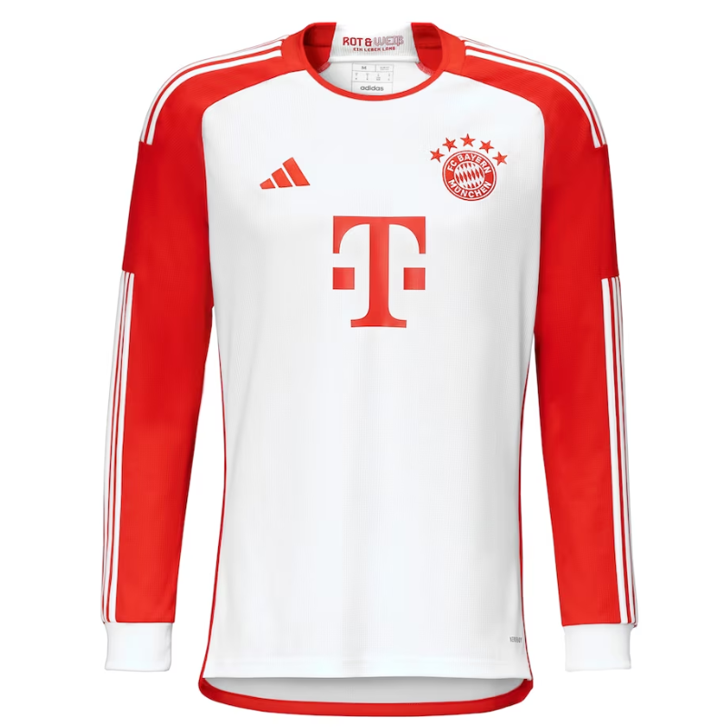 Bayern Munich Shirt 2023/24 Home Custom Long Sleeve Jersey - White - Jersey Teams World