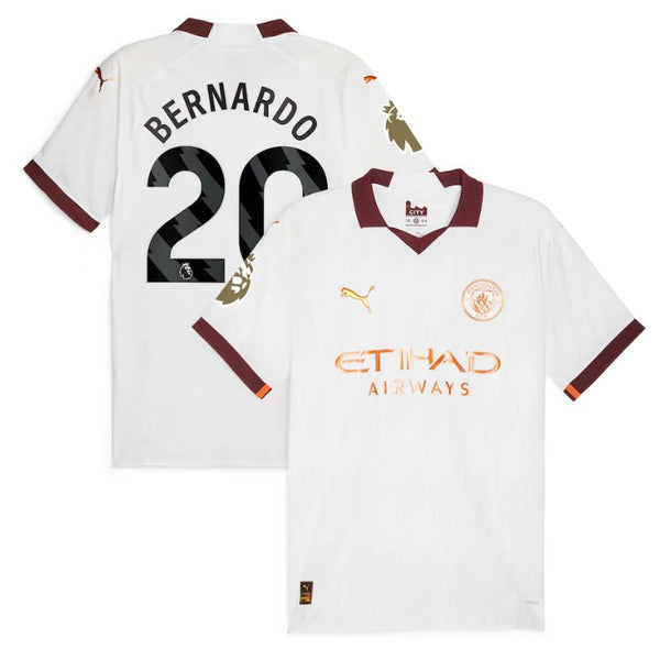 Bernardo Silva Manchester City Shirt 2023/24 Away Jersey - White