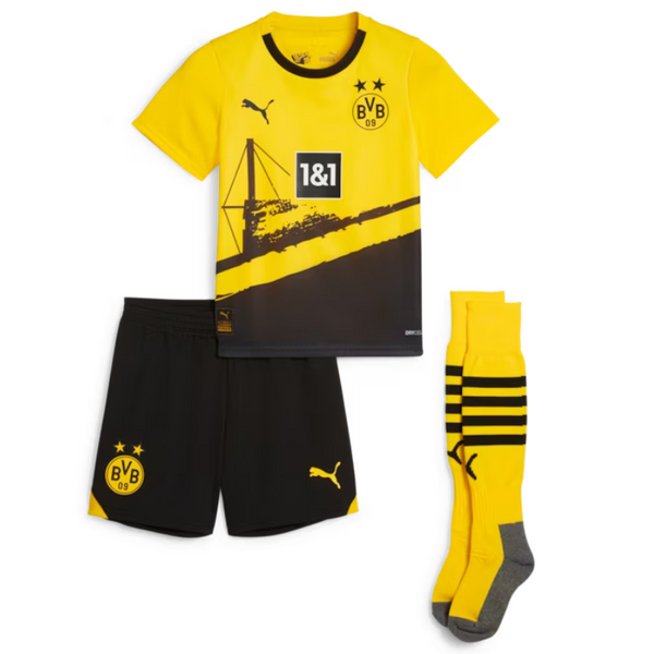 Borussia Dortmund Home Kids 2023-24 Custom Jersey - Yellow - Jersey Teams World