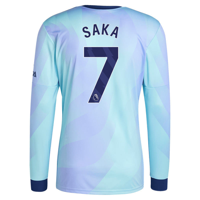 Bukayo Saka Arsenal adidas 2024/25 Third Long Sleeve Player Jersey - Aqua