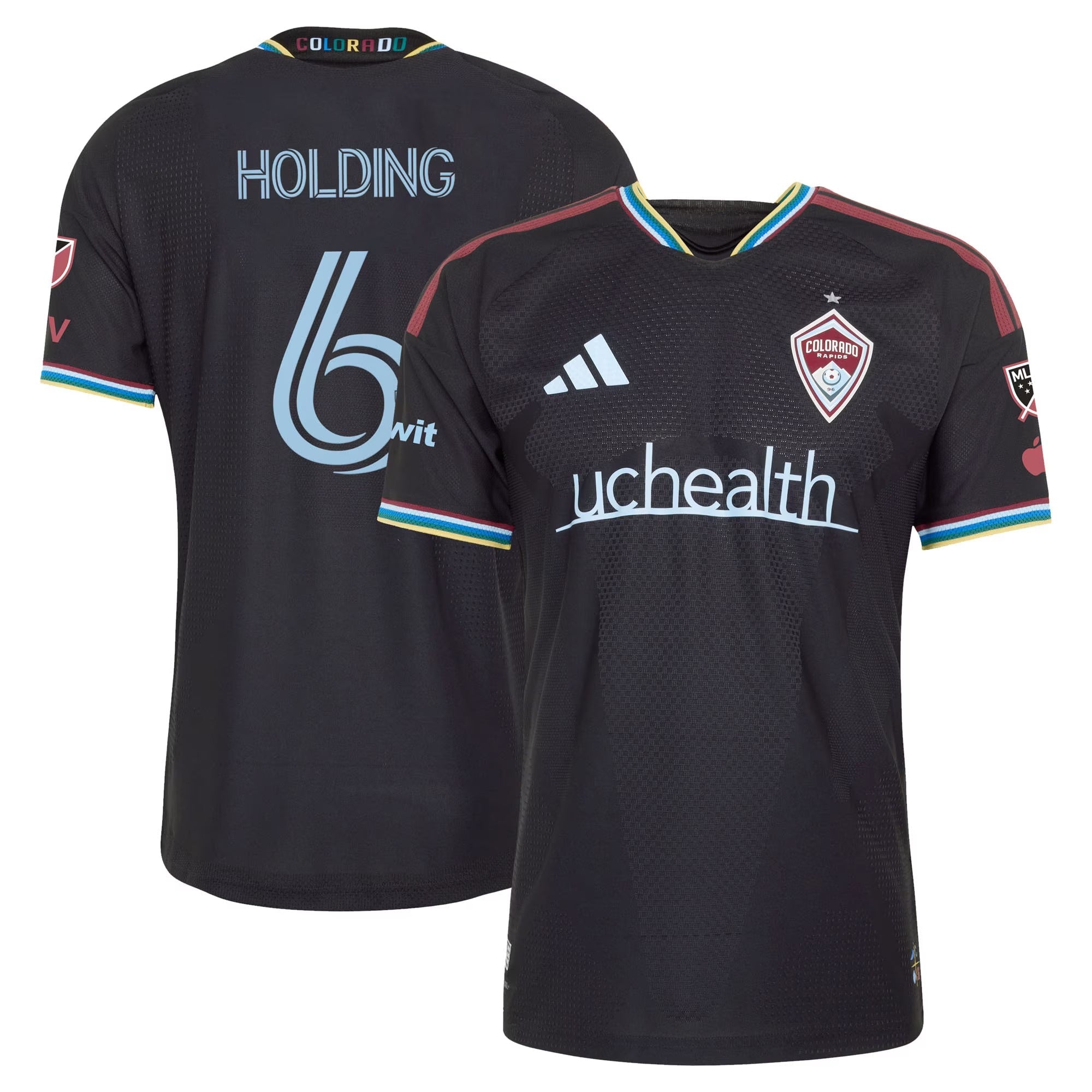 Colorado Rapids // adidas Rob Holding #6 Official 2026 Colorful Colorado On-Field Patch Jersey – Black - Jersey Teams World