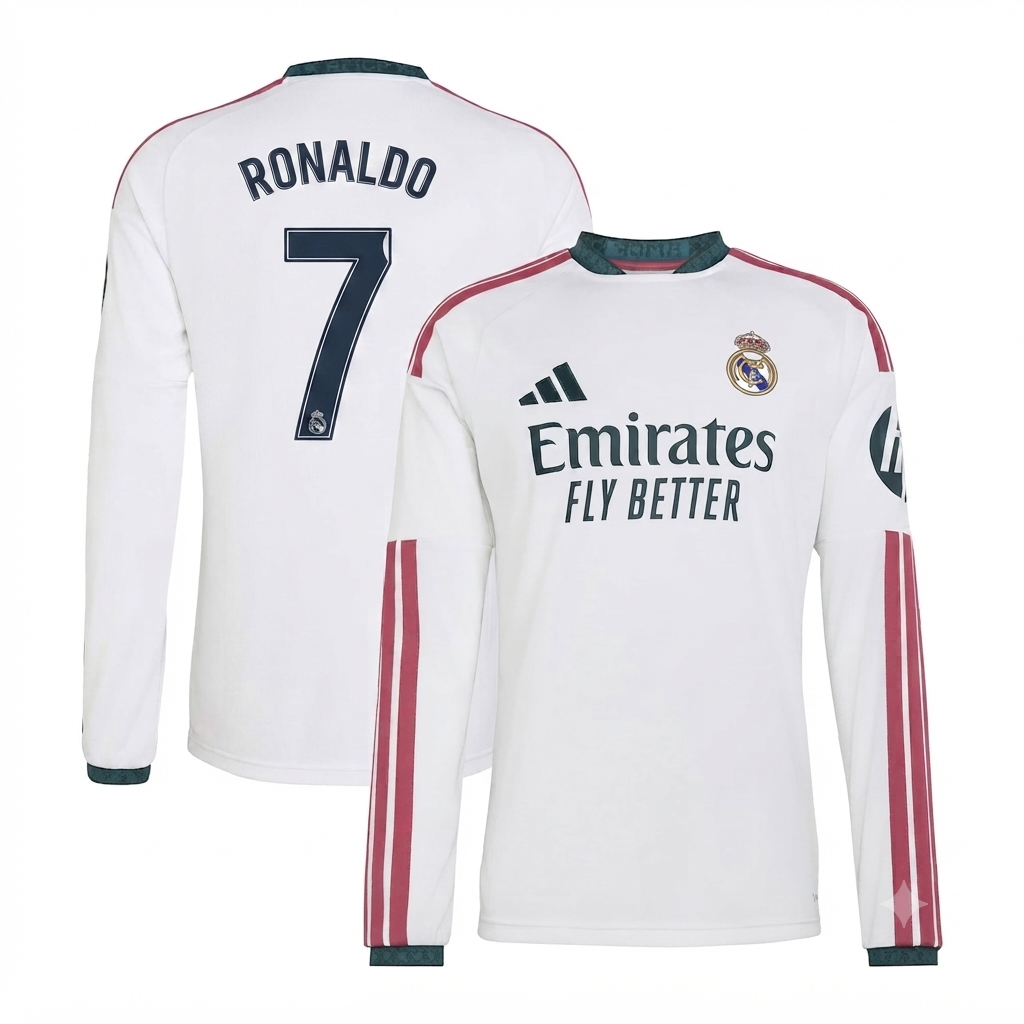 Cristiano Ronaldo 7 Real Madrid adidas 2026/27 Home Replica Long Sleeve Jersey - White
