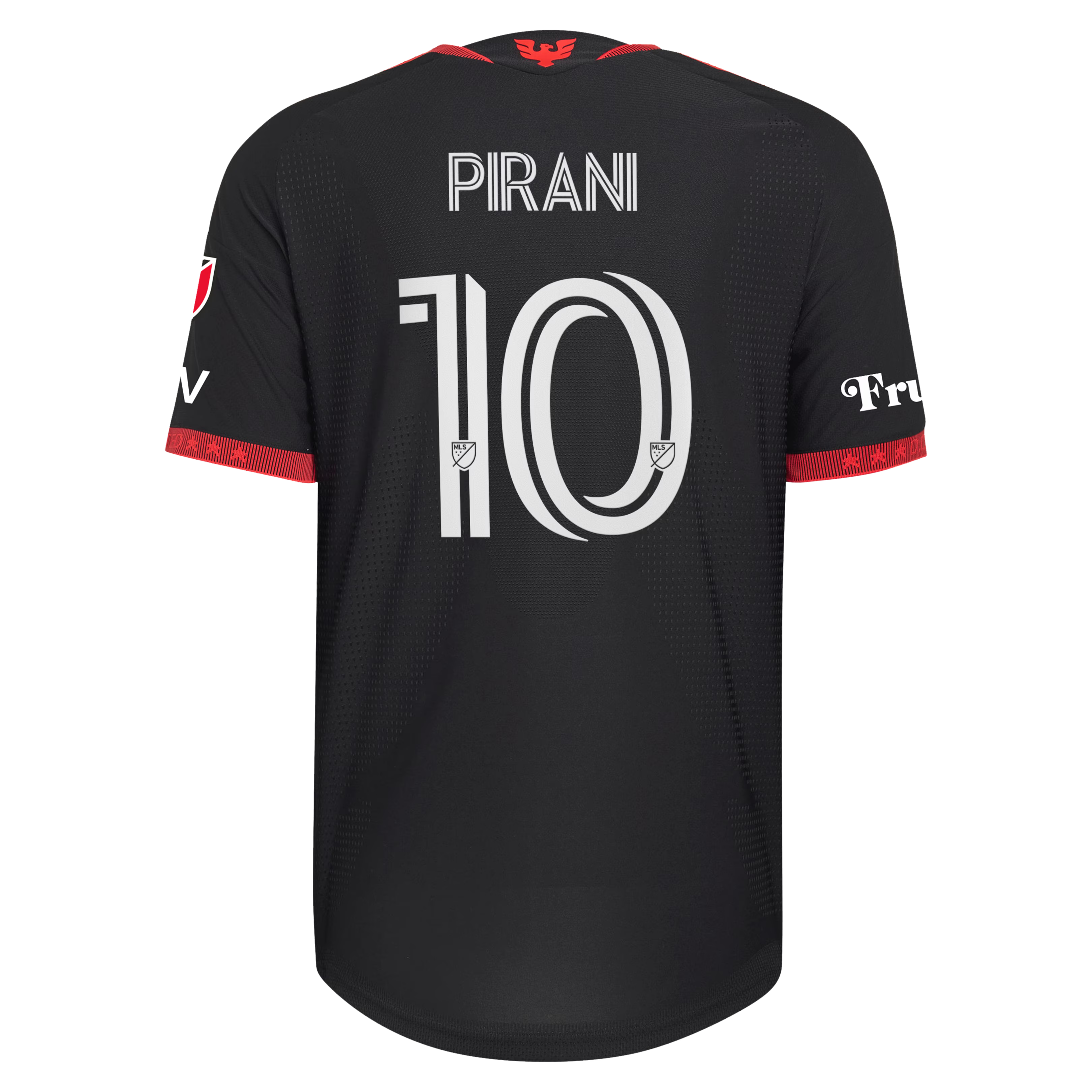 D.C. United // adidas Gabriel Pirani #10 Official 2026 Black-and-Red On-Field Patch Jersey – Black - Jersey Teams World