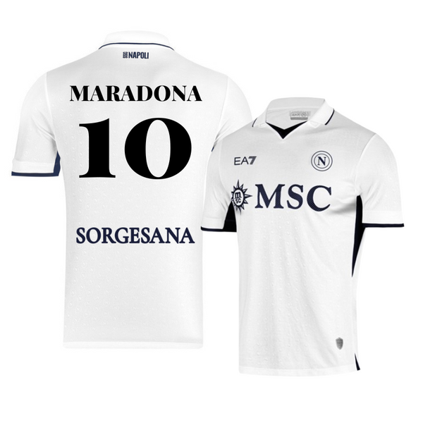 Diego Maradona 10 SSC Napoli Away Match Shirt 2024/2025 Jersey - White