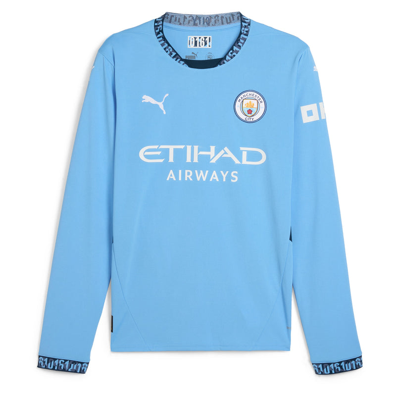 Erling Haaland Manchester City Puma 2024/25 Home Long Sleeve Player Jersey - Light Blue