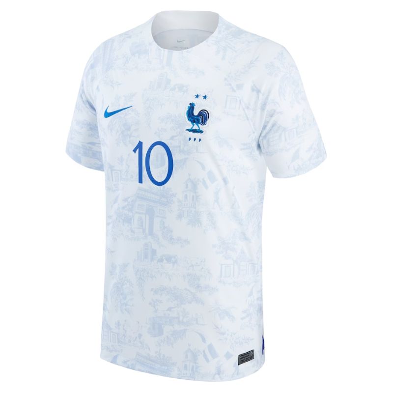 France Away  Shirt 2022 - Kylian Mbappé 10 Player Jersey - White - Jersey Teams World