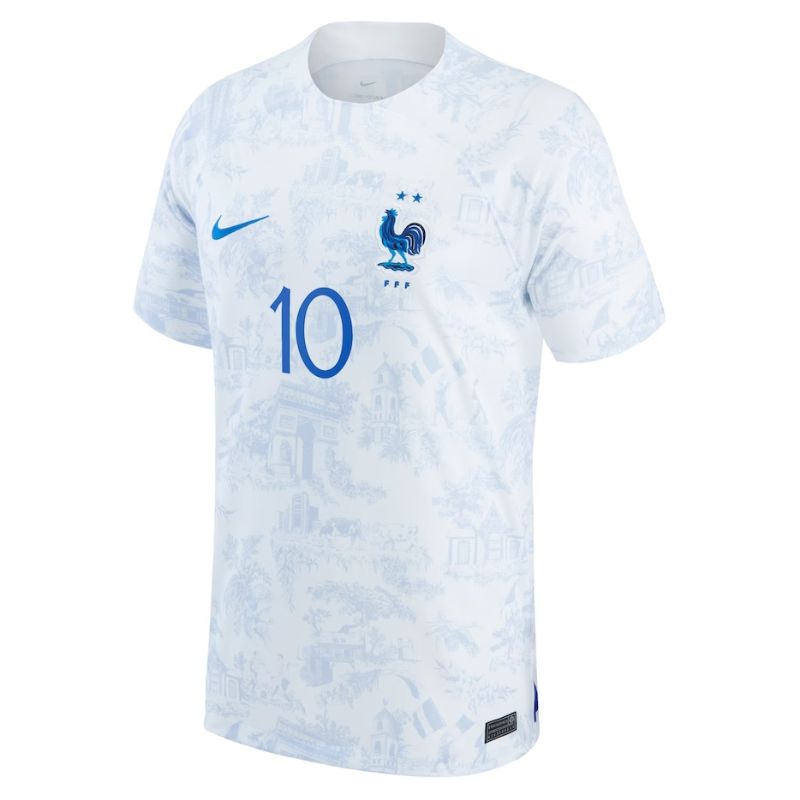 France Away  Shirt 2022 - Kylian Mbappé 10 Player Jersey - White