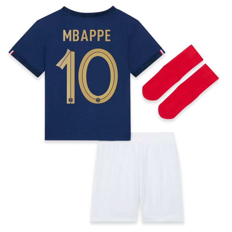 France Home Kit 2022 - Kids  - Kylian Mbappé 10 Jersey - Navy