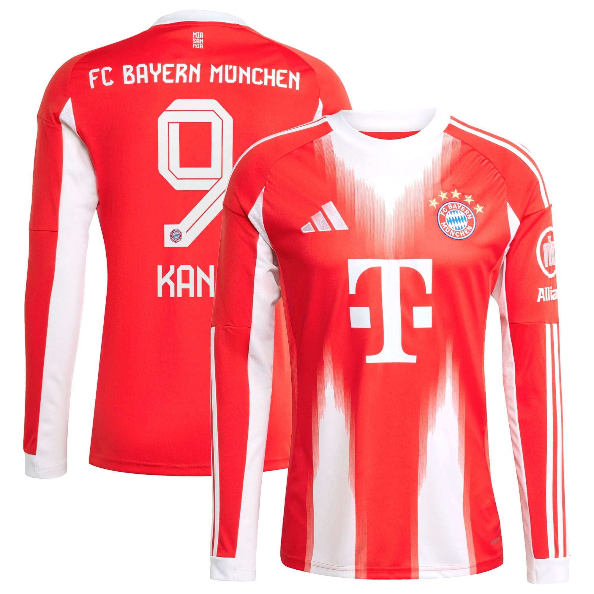Harry Kane Bayern Munich Adidas 2025/26 Home Long Sleeve Jersey - Red