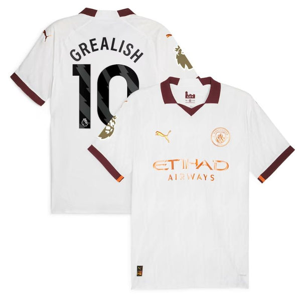 Jack Grealish Manchester City Shirt 2023/24 Away Jersey - White
