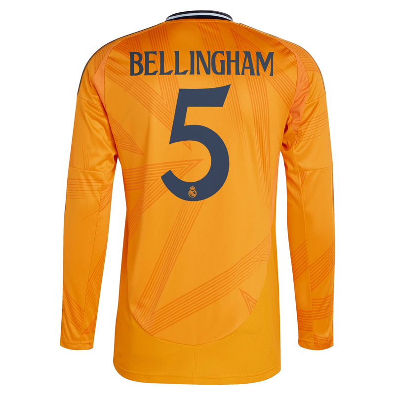 Jude Bellingham Real Madrid adidas 2024/25 Away Long Sleeve Player Jersey - Orange