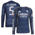 Jude Bellingham Real Madrid adidas 2025/26 Away Long Sleeve Player Jersey - Blue - Jersey Teams World