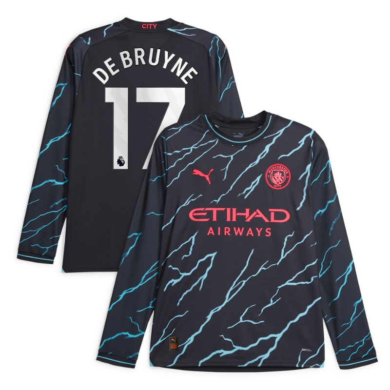 Kevin De Bruyne Manchester City 2023/24 Third Long Sleeve Player Jersey - Navy