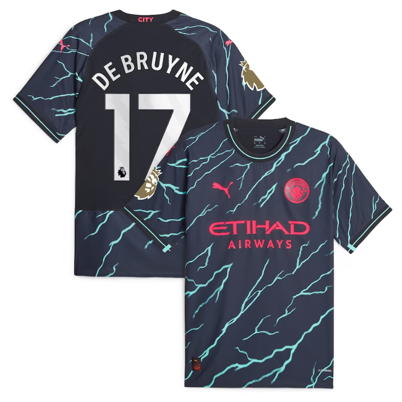 Kevin De Bruyne Manchester City 2023/24 Third Player Jersey - Navy