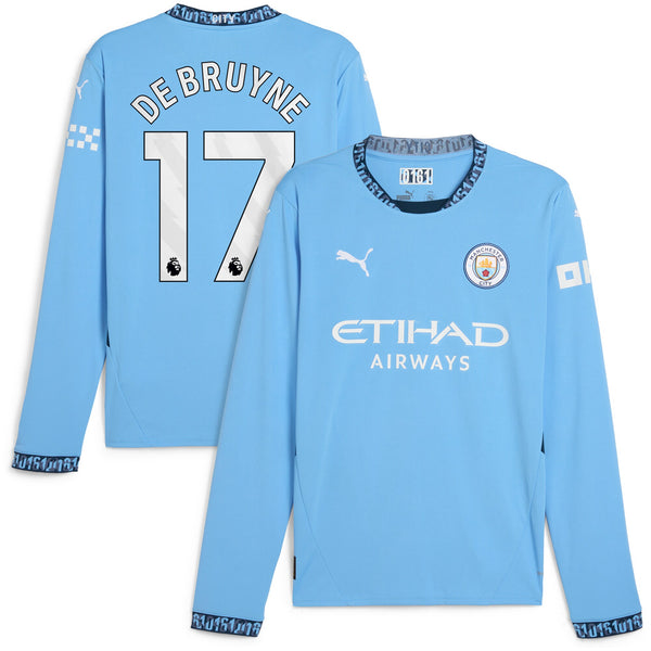 Kevin De Bruyne Manchester City Puma 2024/25 Home Long Sleeve Player Jersey - Light Blue