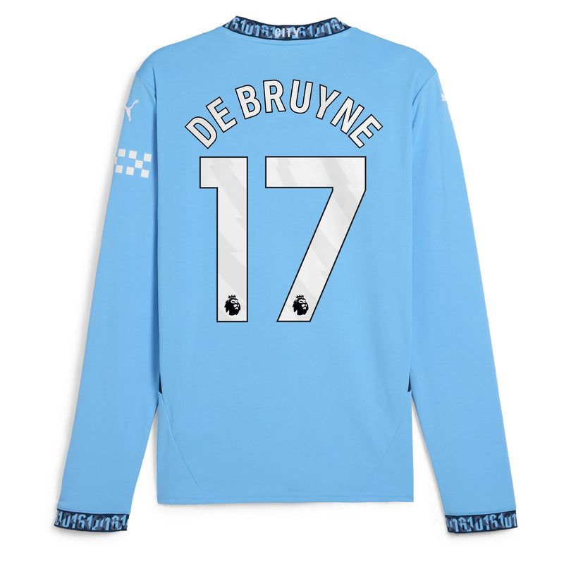 Kevin De Bruyne Manchester City Puma 2024/25 Home Long Sleeve Player Jersey - Light Blue