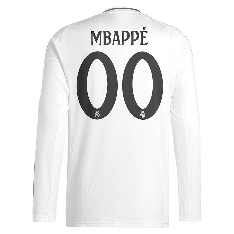 Kylian Mbappé 9 Real Madrid adidas 2024/25 Home Long Sleeve Player Jersey - White
