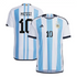 Lionel Messi 10 Argentina National Team Shirt 2022 Winners Home Jersey - White/Light Blue - Jersey Teams World
