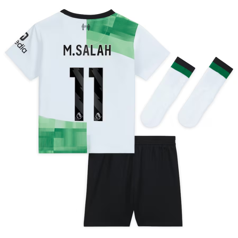 Liverpool Away Kit - 2023-24 - Kids with M.Salah 11 printing Jersey - White