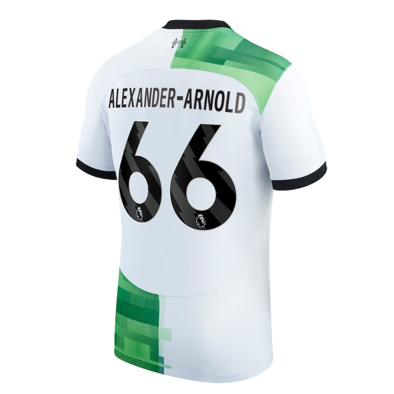 Liverpool Away Shirt - 2023-24 with Alexander-Arnold 66 printing Jersey - White