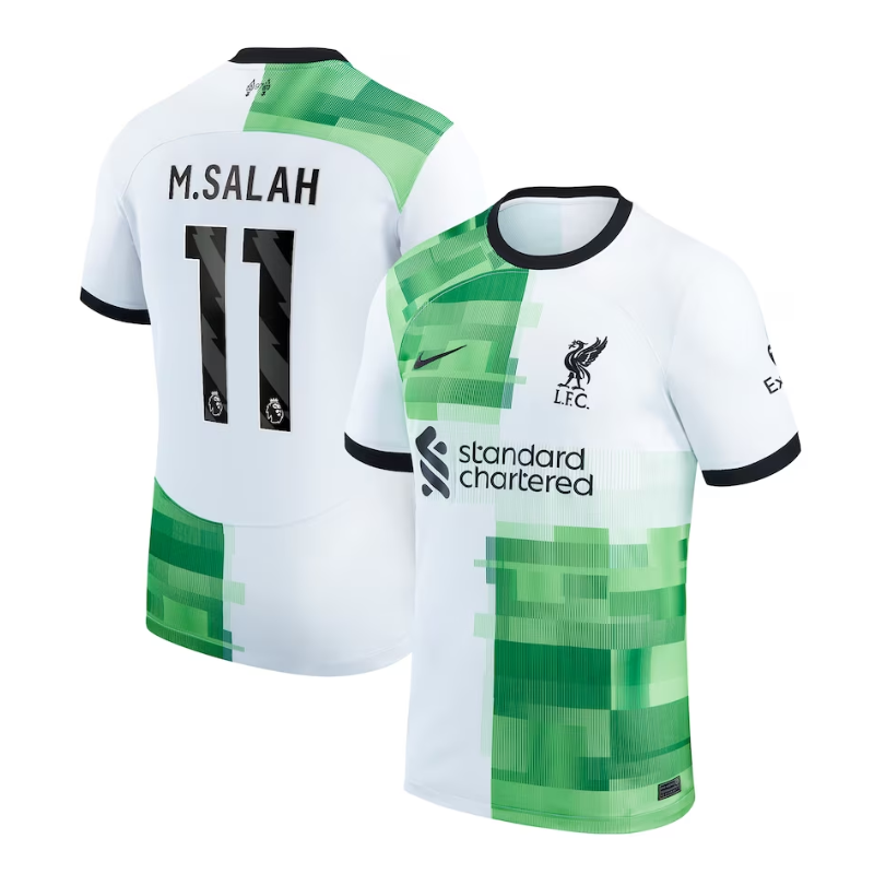 Liverpool Away Shirt - 2023-24 with Player M.Salah 11 printing Jersey - White