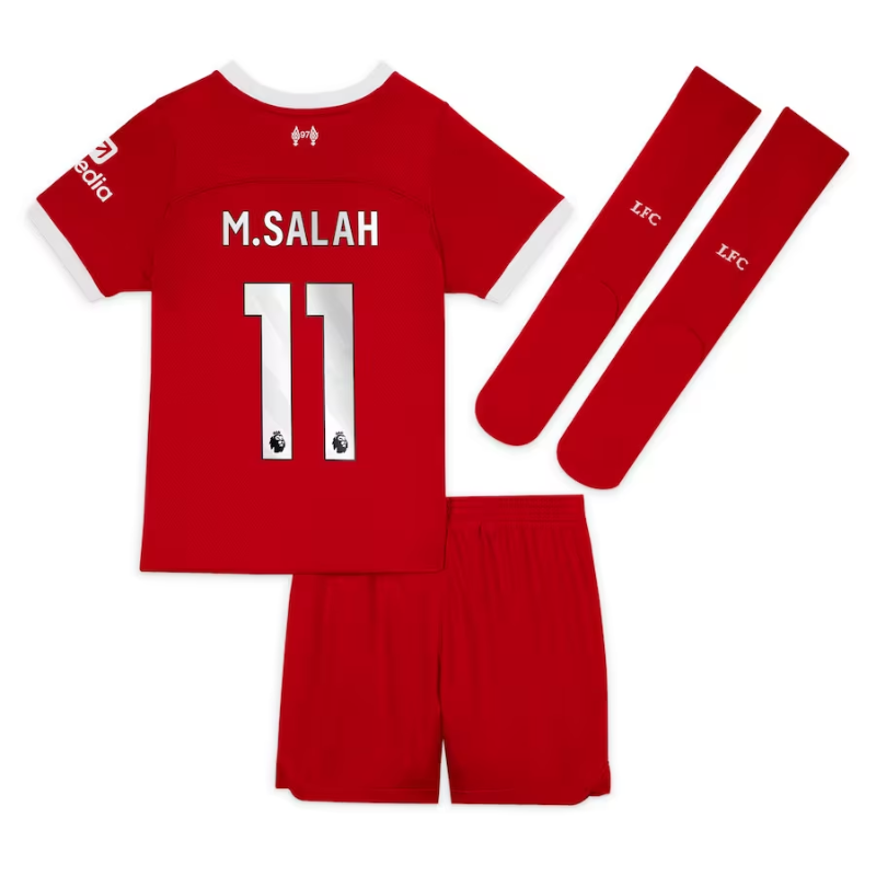 Liverpool Home Stadium Kit - 2023-24 - Little Kids with M.Salah 11 printing - Red - Jersey Teams World