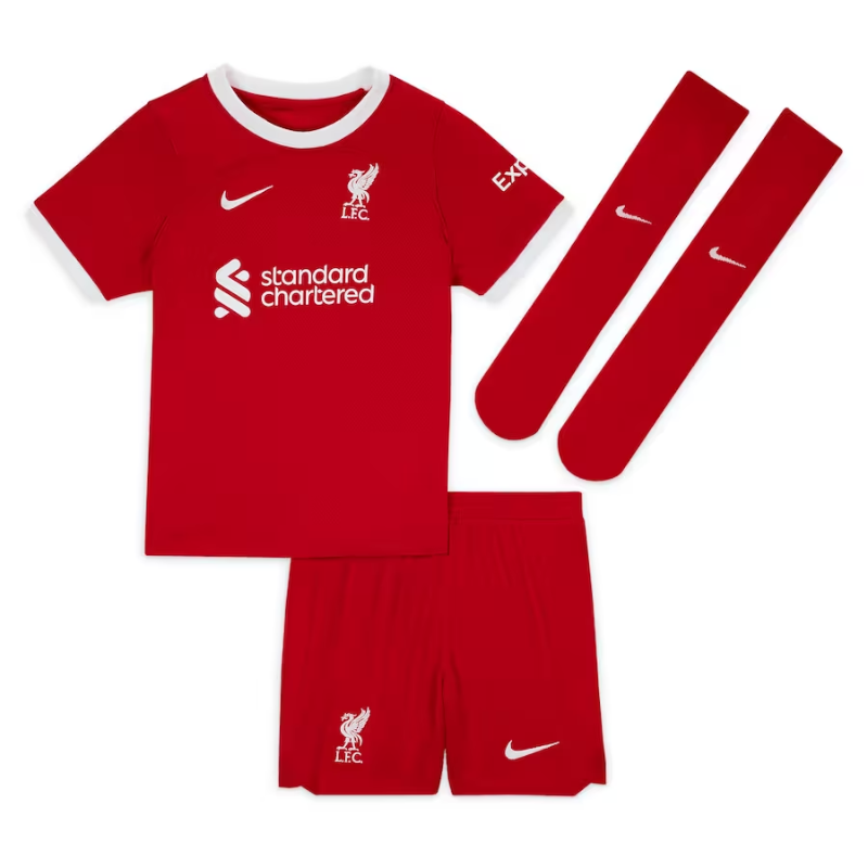 Liverpool Home Stadium Kit - 2023-24 - Little Kids with M.Salah 11 printing - Red - Jersey Teams World