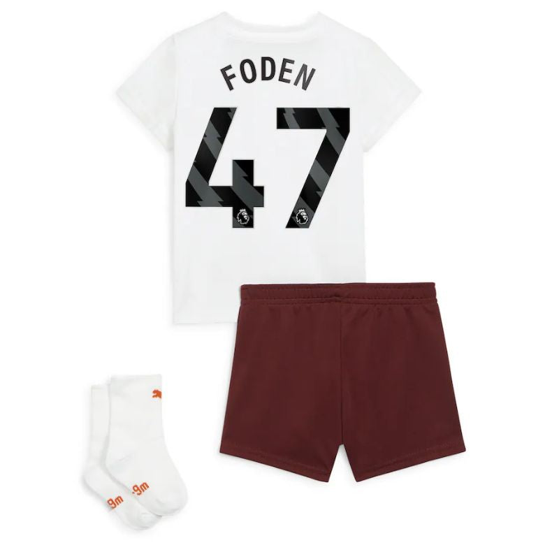 Manchester City Away Kids kit Puma 2023-24 with Foden 47 printing Jersey - White
