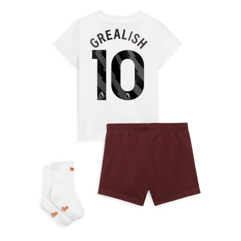 Manchester City Away Kids kit Puma 2023-24 with Grealish 10 printing Jersey - White