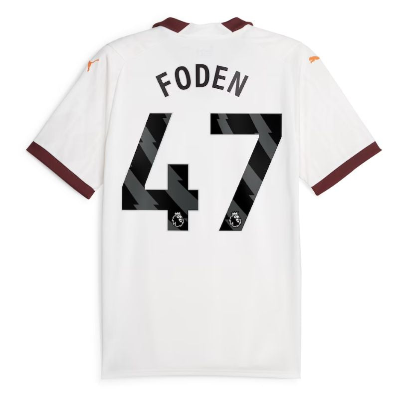 Manchester City Away Shirt 2023-24 with Foden 47 printing Jersey - White