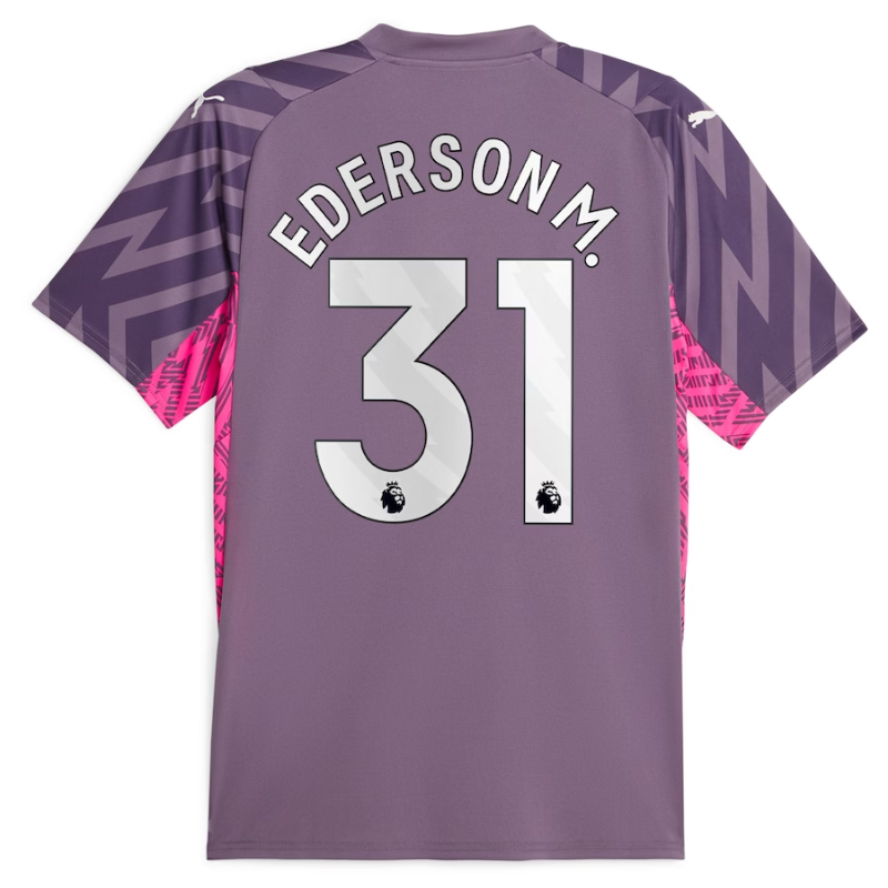 Manchester City Goalkeeper Shirt 2023-24 with Ederson M. 31 printing - Purple - Jersey Teams World