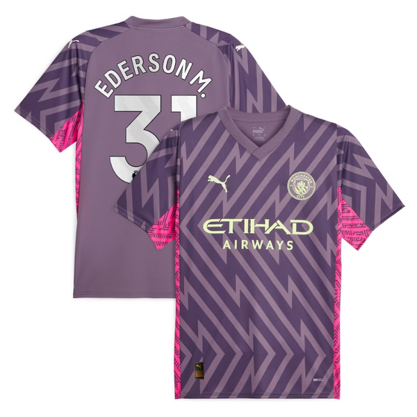 Manchester City Goalkeeper Shirt 2023-24 with Ederson M. 31 printing - Purple - Jersey Teams World
